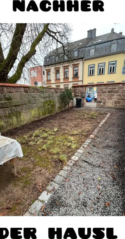 Nachher: Innenhof von Laub befreit
